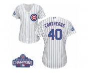 Women's Majestic Chicago Cubs #40 Willson Contreras Authentic White Home 2016 World Series Champions Cool Base MLB Jersey