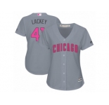 Women's Majestic Chicago Cubs #41 John Lackey Authentic Grey Mother's Day Cool Base MLB Jersey