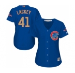 Women's Majestic Chicago Cubs #41 John Lackey Authentic Royal Blue 2017 Gold Champion MLB Jersey