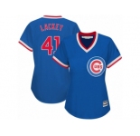 Women's Majestic Chicago Cubs #41 John Lackey Authentic Royal Blue Cooperstown MLB Jersey