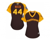 Women's Majestic Chicago Cubs #44 Anthony Rizzo Authentic Brown 2016 All-Star National League BP Cool Base MLB Jersey