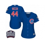 Women's Majestic Chicago Cubs #44 Anthony Rizzo Authentic Royal Blue Alternate 2016 World Series Bound Cool Base MLB Jersey