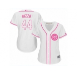 Women's Majestic Chicago Cubs #44 Anthony Rizzo Authentic White Fashion MLB Jersey