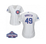 Women's Majestic Chicago Cubs #49 Jake Arrieta Authentic White Home 2016 World Series Champions Cool Base MLB Jersey