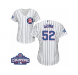 Women's Majestic Chicago Cubs #52 Justin Grimm Authentic White Home 2016 World Series Champions Cool Base MLB Jersey
