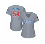 Women's Majestic Chicago Cubs #54 Aroldis Chapman Authentic Grey Road MLB Jersey