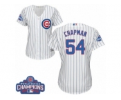 Women's Majestic Chicago Cubs #54 Aroldis Chapman Authentic White Home 2016 World Series Champions Cool Base MLB Jersey