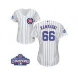 Women's Majestic Chicago Cubs #66 Munenori Kawasaki Authentic White Home 2016 World Series Champions Cool Base MLB Jersey