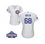 Women's Majestic Chicago Cubs #68 Jorge Soler Authentic White Home 2016 World Series Champions Cool Base MLB Jersey
