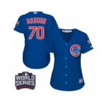 Women's Majestic Chicago Cubs #70 Joe Maddon Authentic Royal Blue Alternate 2016 World Series Bound Cool Base MLB Jersey