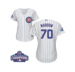 Women's Majestic Chicago Cubs #70 Joe Maddon Authentic White Home 2016 World Series Champions Cool Base MLB Jersey