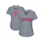 Women's Majestic Chicago Cubs #9 Javier Baez Authentic Grey Mother's Day Cool Base MLB Jersey