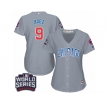 Women's Majestic Chicago Cubs #9 Javier Baez Authentic Grey Road 2016 World Series Bound Cool Base MLB Jersey