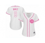 Women's Majestic Chicago Cubs #9 Javier Baez Authentic White Fashion MLB Jersey