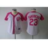 women mlb chicago cubs #23 sandberg white pink[2012]