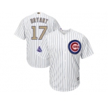 Youth Chicago Cubs #17 Kris Bryant White 2017 Gold Program Cool Base Stitched MLB Jersey