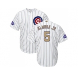 Youth Chicago Cubs #5 Albert Almora Jr. White(Blue Strip) 2017 Gold Program Cool Base Stitched MLB Jersey