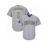Youth Majestic Chicago Cubs #1 Kosuke Fukudome Authentic Gray 2017 Gold Champion Cool Base MLB Jersey