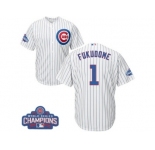 Youth Majestic Chicago Cubs #1 Kosuke Fukudome Authentic White Home 2016 World Series Champions Cool Base MLB Jersey