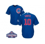 Youth Majestic Chicago Cubs #10 Ron Santo Authentic Royal Blue Alternate 2016 World Series Champions Cool Base MLB Jersey