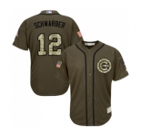 Youth Majestic Chicago Cubs #12 Kyle Schwarber Authentic Green Salute to Service MLB Jersey