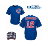 Youth Majestic Chicago Cubs #12 Kyle Schwarber Authentic Royal Blue Alternate 2016 World Series Bound Cool Base MLB Jersey
