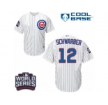 Youth Majestic Chicago Cubs #12 Kyle Schwarber Authentic White Home 2016 World Series Bound Cool Base MLB Jersey