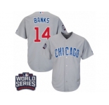 Youth Majestic Chicago Cubs #14 Ernie Banks Authentic Grey Road 2016 World Series Bound Cool Base MLB Jersey
