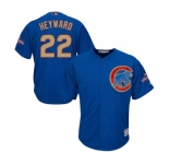 Youth Majestic Chicago Cubs #22 Jason Heyward Authentic Royal Blue 2017 Gold Champion Cool Base MLB Jersey