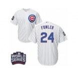 Youth Majestic Chicago Cubs #24 Dexter Fowler Authentic White Home 2016 World Series Bound Cool Base MLB Jersey
