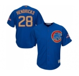 Youth Majestic Chicago Cubs #28 Kyle Hendricks Authentic Royal Blue 2017 Gold Champion Cool Base MLB Jersey