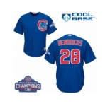 Youth Majestic Chicago Cubs #28 Kyle Hendricks Authentic Royal Blue Alternate 2016 World Series Champions Cool Base MLB Jersey