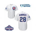 Youth Majestic Chicago Cubs #28 Kyle Hendricks Authentic White Home 2016 World Series Champions Cool Base MLB Jersey