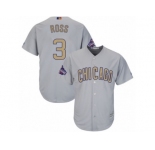 Youth Majestic Chicago Cubs #3 David Ross Authentic Gray 2017 Gold Champion Cool Base MLB Jersey