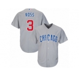 Youth Majestic Chicago Cubs #3 David Ross Authentic Grey Road Cool Base MLB Jersey