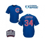 Youth Majestic Chicago Cubs #34 Jon Lester Authentic Royal Blue Alternate 2016 World Series Bound Cool Base MLB Jersey
