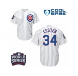 Youth Majestic Chicago Cubs #34 Jon Lester Authentic White Home 2016 World Series Bound Cool Base MLB Jersey