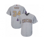 Youth Majestic Chicago Cubs #34 Kerry Wood Authentic Gray 2017 Gold Champion Cool Base MLB Jersey