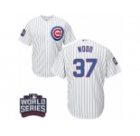 Youth Majestic Chicago Cubs #37 Travis Wood Authentic White Home 2016 World Series Bound Cool Base MLB Jersey