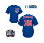 Youth Majestic Chicago Cubs #38 Carlos Zambrano Authentic Royal Blue Alternate 2016 World Series Bound Cool Base MLB Jersey