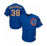 Youth Majestic Chicago Cubs #38 Mike Montgomery Authentic Royal Blue 2017 Gold Champion Cool Base MLB Jersey