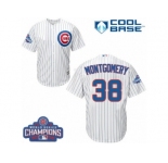 Youth Majestic Chicago Cubs #38 Mike Montgomery Authentic White Home 2016 World Series Champions Cool Base MLB Jersey