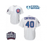 Youth Majestic Chicago Cubs #40 Willson Contreras Authentic White Home 2016 World Series Bound Cool Base MLB Jersey