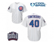 Youth Majestic Chicago Cubs #40 Willson Contreras Authentic White Home 2016 World Series Bound Cool Base MLB Jersey