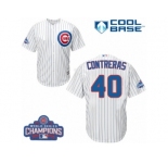 Youth Majestic Chicago Cubs #40 Willson Contreras Authentic White Home 2016 World Series Champions Cool Base MLB Jersey