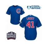 Youth Majestic Chicago Cubs #41 John Lackey Authentic Royal Blue Alternate 2016 World Series Bound Cool Base MLB Jersey