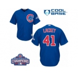 Youth Majestic Chicago Cubs #41 John Lackey Authentic Royal Blue Alternate 2016 World Series Champions Cool Base MLB Jersey