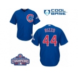 Youth Majestic Chicago Cubs #44 Anthony Rizzo Authentic Royal Blue Alternate 2016 World Series Champions Cool Base MLB Jersey