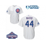 Youth Majestic Chicago Cubs #44 Anthony Rizzo Authentic White Home 2016 World Series Champions Cool Base MLB Jersey