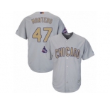 Youth Majestic Chicago Cubs #47 Miguel Montero Authentic Gray 2017 Gold Champion Cool Base MLB Jersey